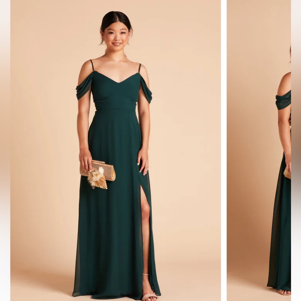 Like New Devin Convertible Birdy Grey Dress | Emerald Chiffon | Small